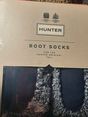 HUNTER Roped Boot Socks-Tall -Navy/Grey Adult Medium